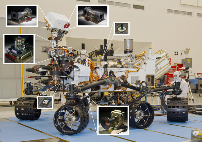 NASA Mars Science Laboratory rover, Curiosity, was taken during mobility testing at the Jet Propulsion Laboratory in Pasadena, CA on June 3, 2011