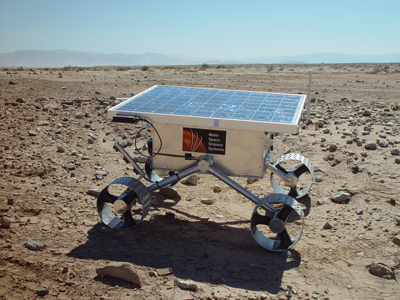 Photograph of MSSS SR2 rover, operating near the Salton Sea in 2002.